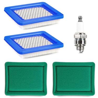 Imagem de Rakiyada 2 peças de filtro de ar 491588S com pré-filtro e vela de ignição serve para Briggs and Stratton 491588 Craftsman 33644 Toro 20332, peças de filtro de ar de cortador de grama para Honda