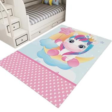 Imagem de Tapete Infantil Estampado 1,00 x 1,35 Decorativo Antiderrapante (Unicórnio Baby)