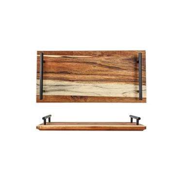 Imagem de Personalidade criativa doméstica alça de orelha requintada cor sólida palete de madeira - alça preta - retângulo pequeno