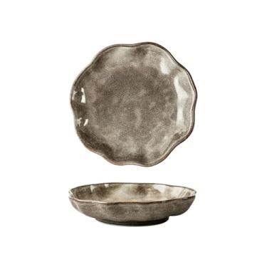 Imagem de Prato de jantar requintado criativo personalizado em pedra estilo japonês retrô antigo - prato profundo de pedra de 20 cm