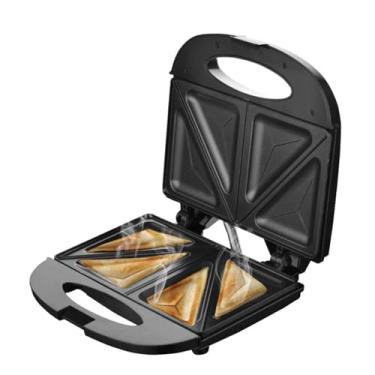 Imagem de Sanduicheira triangular elétrica panini 650w, utensílios de cozinha para café da manhã, waffles, panela de ferro antiaderente,A