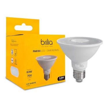 Imagem de Lâmpada led par30 dimerizável 9,8w 2700k e27 luz quente 220v - brilia