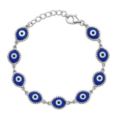 Imagem de Pulseira Olho Grego Prata 925 Feminina Tornozeleira de Luxo - Alpha Gr