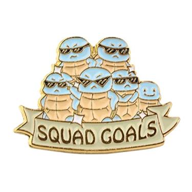 Imagem de Kawaii Squirtles Squad Goals adorável esmalte pin mochila pequena fofa colorida única coleção de desenhos animados para iniciantes