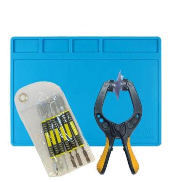 Imagem de Tapete Reparo Silicone 20x28cm Ventosa Pro + Kit Espátulas - Pengi