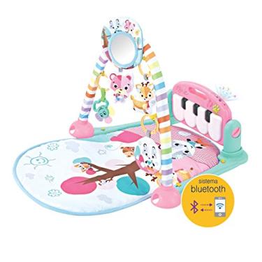 Imagem de Maxibaby Tapete de Atividades com Piano Musical e Bluetooth Pastime 2.0 com Arco de Brinquedos Interativos, Desenhos e Formas em Cores Vibrantes, Rosa