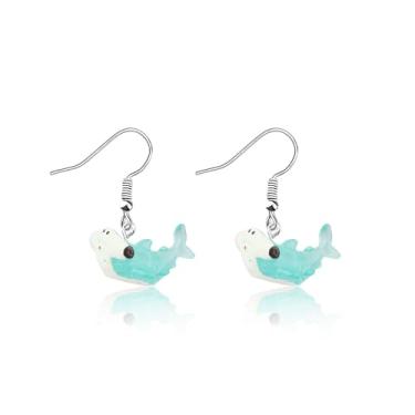 Imagem de MAOFAED Lindo brinco de tubarão com cabeça de martelo para mulheres, presente para amantes de tubarões, joias de animais do oceano, joia de tubarão (tubarão-martelo)