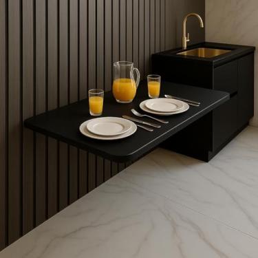 Imagem de Mesa de Parede Flutuante Moderna, Suporte de Metal Preto, Design Minimalista, para Escritório e Quarto (Preto)