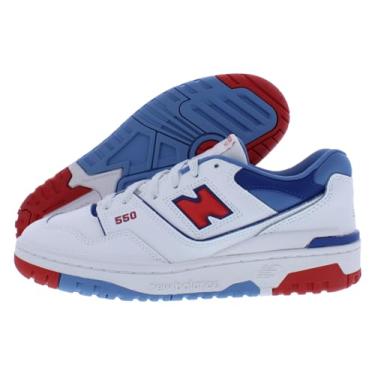 Imagem de New Balance Tênis masculino 550 GS tamanho 4, cor: branco/vermelho, 17