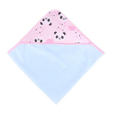 Imagem de Toalha Para Bebê Com Capuz Estampado Panda Rosa - Bebê Feliz