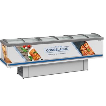 Imagem de Ilha Plus Dupla Ação Vidro Curvo Gesv290c Gelopar Expositor 827 Litros Branco 110v