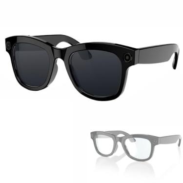 Imagem de Óculos De Vídeo Inteligentes Com Câmera Ultra-ampla De 5MP, Controle De Voz Por IA, Óculos Com Câmera, Memória De 32GB E Wi-Fi/Bluetooth 5.3, Passeios De Motocicleta E Caminhadas(Black+hyaline)