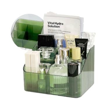 Imagem de Organizador Multiuso 4 Divisões - Porta Maquiagem, Cosméticos, Bijuterias, Acessórios - Caixa Organizadora para Penteadeira, Banheiro e Mesa - Compacto, Resistente e Funcional - UpShop