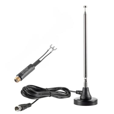 Imagem de Eifagur Antena Telecópica de Rádio FM Base Magnética de 75 Ohm 300 Ohm com Cabo Coaxial de 3 m para Receptor Estéreo Rádios HD Digitais e Sistema de Home Theater