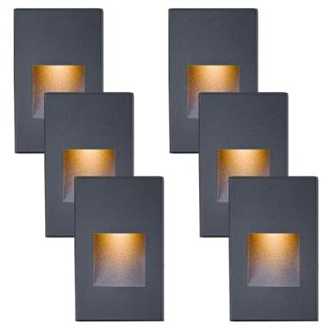 Imagem de TUMUPSM Luzes para escadas internas, luz de degrau de LED para ambientes externos, 12 V, luzes de degrau de baixa tensão para escadas, 4W 3000K, iluminação de escada branca quente, IP66, à prova