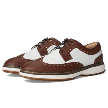 Imagem de Johnston & Murphy Tênis masculino Upton GL3 Luxe Hybrid Wingtip – Sapato social casual para homens, sapatos de couro impermeáveis selados com costura, Bronzeado/branco, 45