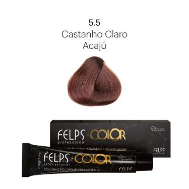 Imagem de Coloração Profissional Felps Color Castanho Claro Acajú 5.5 - 60g