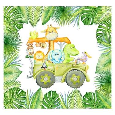 Imagem de Papel de Parede Adesivo Infantil Safari Animais Bebe Quarto - 614pcp -