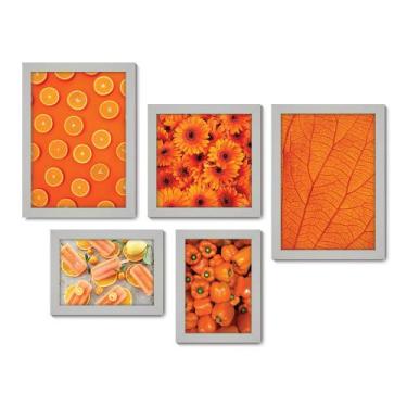 Imagem de Kit Com 5 Quadros Decorativos - Laranja Sorvete Pimentão Folha - 107kq