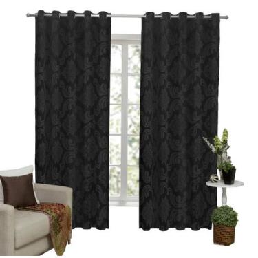 Imagem de Cortina Tecido Jacquard Semi Blackout 3M X 2,60M - Preto - Campari