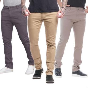 Imagem de Kit 3 Calças Sarja Masculina Tecido Macio p/ Virada do Ano - XR Jeans,