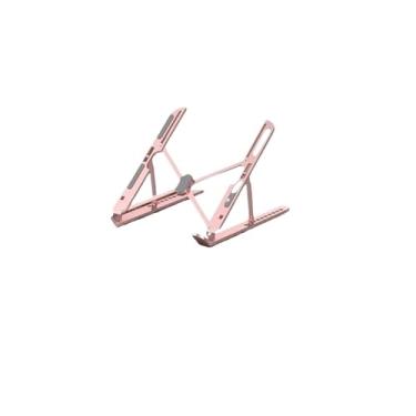 Imagem de Suporte para laptop Suporte para laptop portátil para mesa, suporte dobrável de liga de alumínio para laptop, ajustável em dez velocidades Elevador para laptop(Pink)