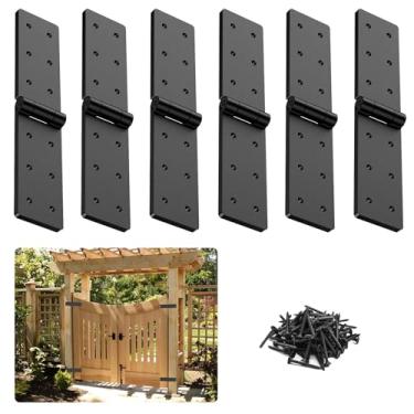 Imagem de Mdkave Dobradiças de portão resistentes, dobradiças dobráveis de camada dupla sólida de 270° com galvanoplastia para compensado pesado, portões de madeira de quintal e cerca (pacote com 6)