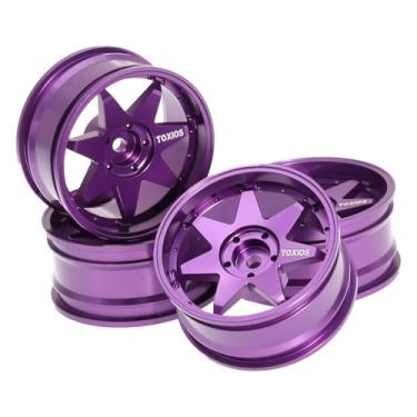 Imagem de menolana Rodas de carro RC, brinquedos RC, acessórios, alto desempenho, confiáveis ​​para veículos de controle remoto TT02, peças, rodas Beadlock, Roxo