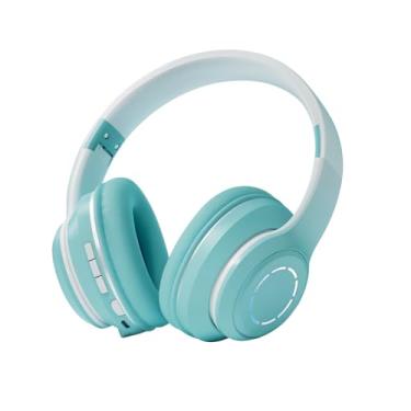 Imagem de Fone De Ouvido Led Colorido Bluetooth Sem Fio Grande Bass (Verde água)