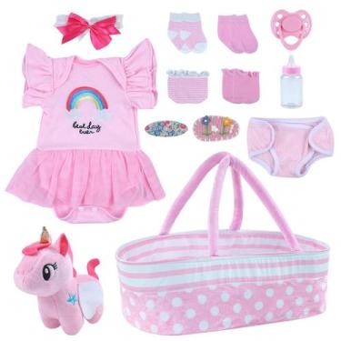 Imagem de Conjunto de roupas Reborn Baby Doll com berço para bonecas de 43 a 56 