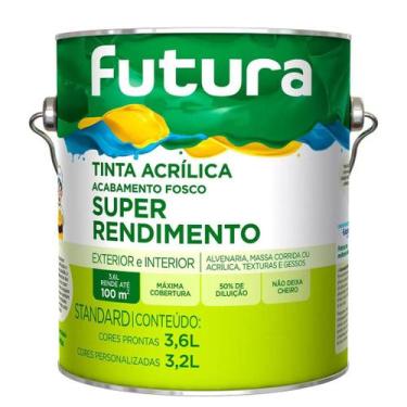 Imagem de Tinta acrilica fosca (escolha a cor) 3,6 litros super rendimento - fut