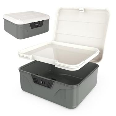 Imagem de EEKEDO Caixa de bloqueio de medicamentos, pequena caixa com código, caixa de armazenamento com trava de camada dupla para medicamentos, dinheiro, geladeira, telefone, cadeia, itens pessoais, caixa