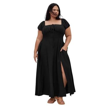 Imagem de City Chic Vestido feminino plus size - Abbigail Split Maxi, Preto, 50