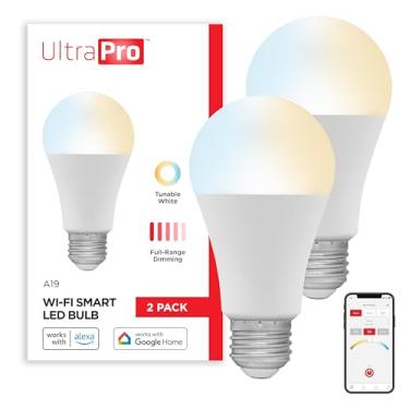 Imagem de UltraPro Lâmpada inteligente de LED Wi-Fi, A19, equivalente a 60 W, branco ajustável 2700K - 6500K, regulação de alcance total, roteador de 2,4 GHz necessário, ritmo circadiano, aplicativo fácil de