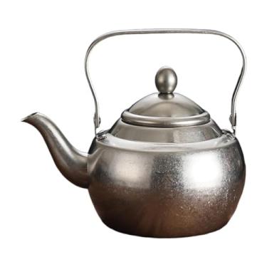 Imagem de Baoblaze Bule de chá de aço inoxidável com alça de elevação e filtro para chaleira de água para restaurante, cozinha, acampamento doméstico, 2l