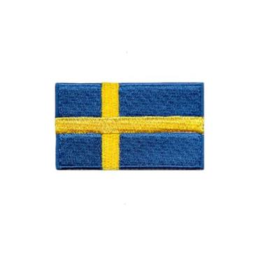Imagem de Ysmzzmsy 1 PÇ (6,3 x 3,8 cm) Emblema de bandeira da Suécia com ferro ou costurado bordado tático militar nacional da Suécia (Suécia)