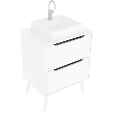 Imagem de Gabinete Para Banheiro 60 Cm 2 Gavetas Com Cuba Robin Branco