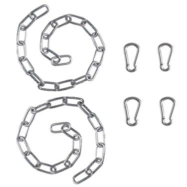 Imagem de POMKON Cadeado de corrente de portão, 2 pacotes de 4 mm de aço inoxidável de 50 cm com mosquetões para jardim, quintal, gaiolas de animais de estimação