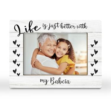 Imagem de CGBHW Porta-retrato Babcia Gifts, presentes de avó babá de netos, netos, melhor presente de avó de todos os tempos para avós, mulheres, porta-retrato horizontal 10 x 15 cm para exibição de mesa