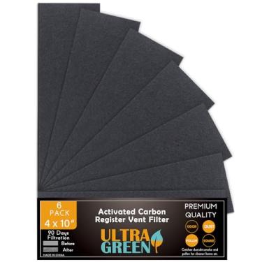 Imagem de Filtros de ventilação de ar de 10 x 25 cm carvão ativado, filtro espesso pré-filtro de piso premium funciona em purificador de casa interna, ar condicionado 10 x 25 cm, pacote com 6 (preto) ULTRA