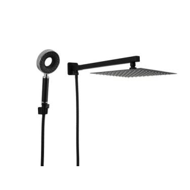 Imagem de Ducha Chuveiro Inox 25x25 cm Preto Fosco com Chuveirinho de Mão ABS 3 