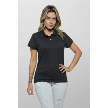 Imagem de Camiseta Polo Feminina Preta em Algodão e Poliéster - Cortesul, GG