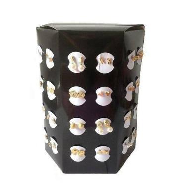 Imagem de 48 Pares De Brincos Atacado Revenda Folheados A Ouro