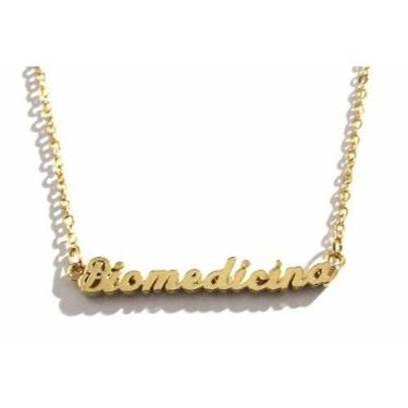 Imagem de Colar Biomedicina Biomédica Escrito Folheada A Ouro 18K