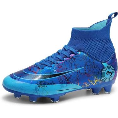 Imagem de Tênis de futebol masculinos de futebol com pontas longas, couro e borr