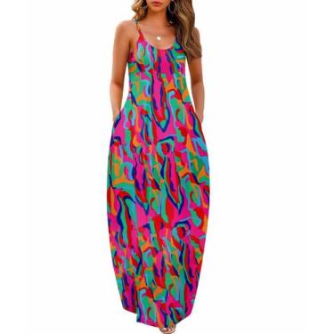 Imagem de Vestido maxi Wolddress feminino 2025 casual sem mangas plus size