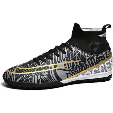 Imagem de Tênis de futebol masculinos de futebol com pontas longas, couro e borr