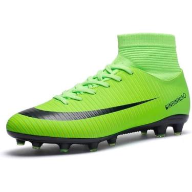 Imagem de Tênis de futebol masculinos de futebol com pontas longas, couro e borr