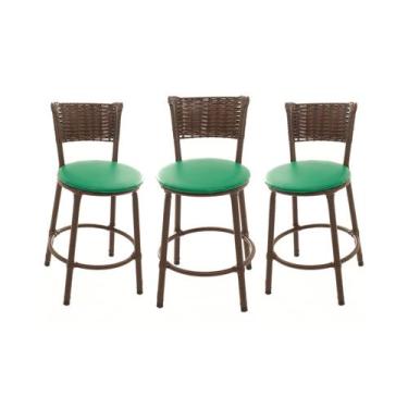 Imagem de KIT 3 Banquetas Baixa Encapada Junco ARGILA Area Gourmet - ESPAÇO JUNC