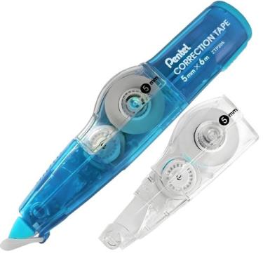 Imagem de Fita Corretivo Pentel Em Rolo Correção Branco 5mm 6m Escolar, Azul